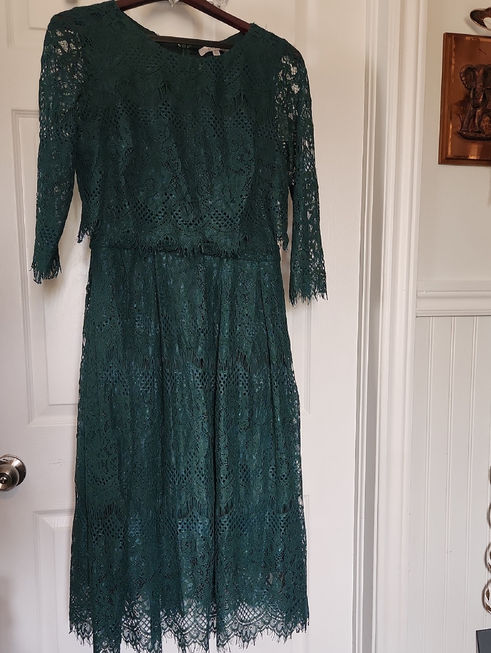 Maniju Green Lace Midi Dress Sz LG